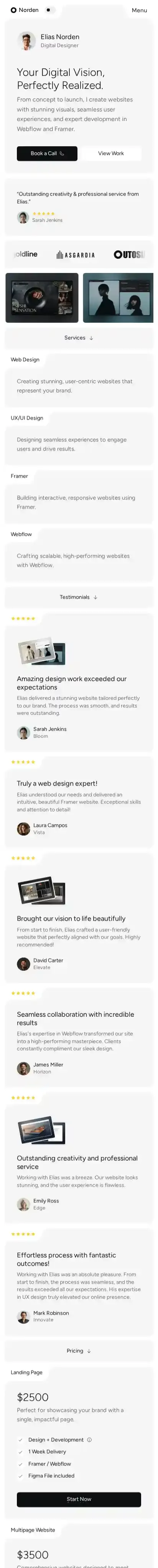 Norden home page on mobile
