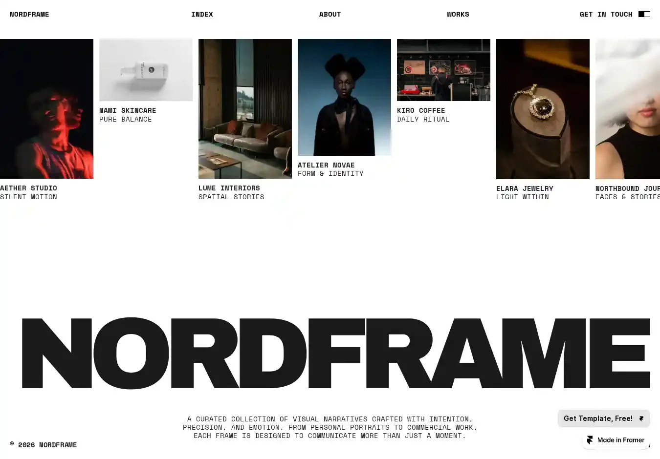 Nordframe® home page on desktop