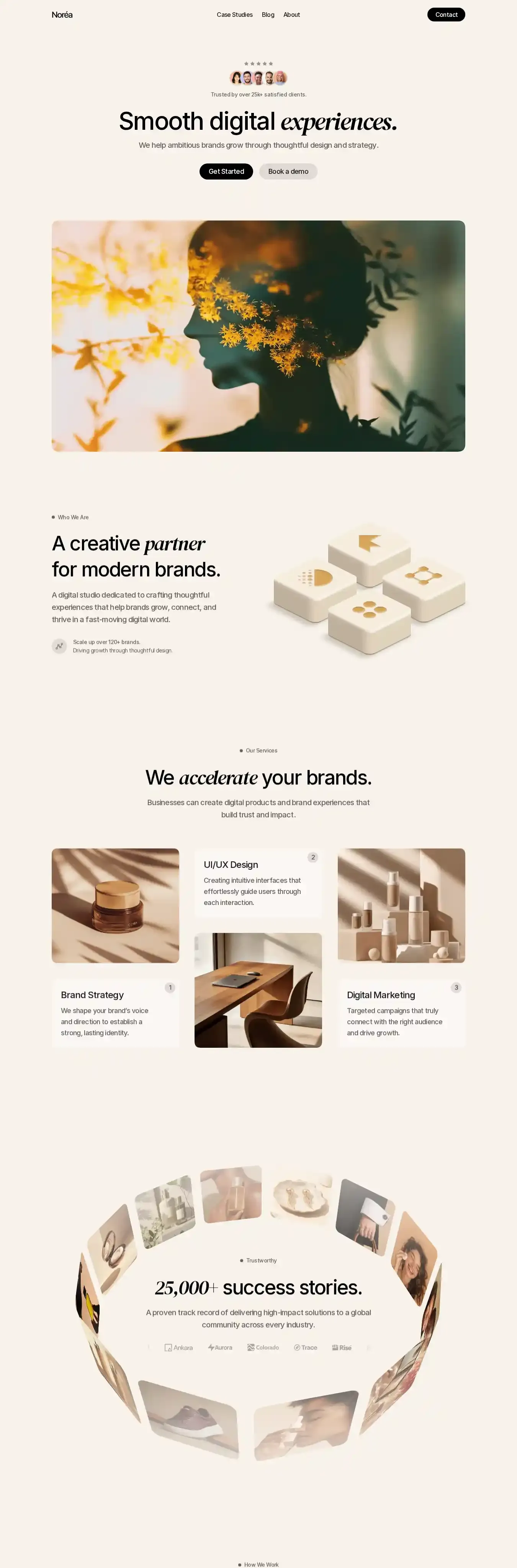Norea home page on desktop