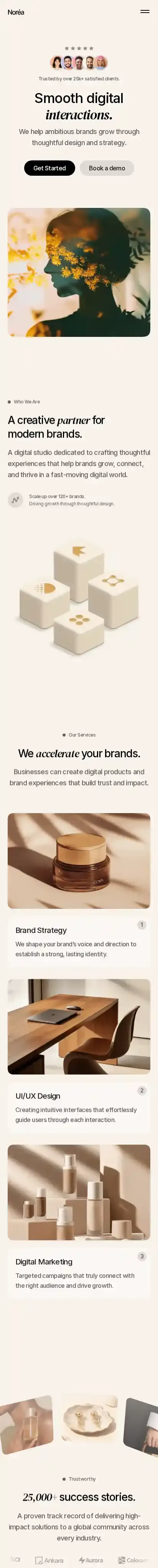 Norea home page on mobile