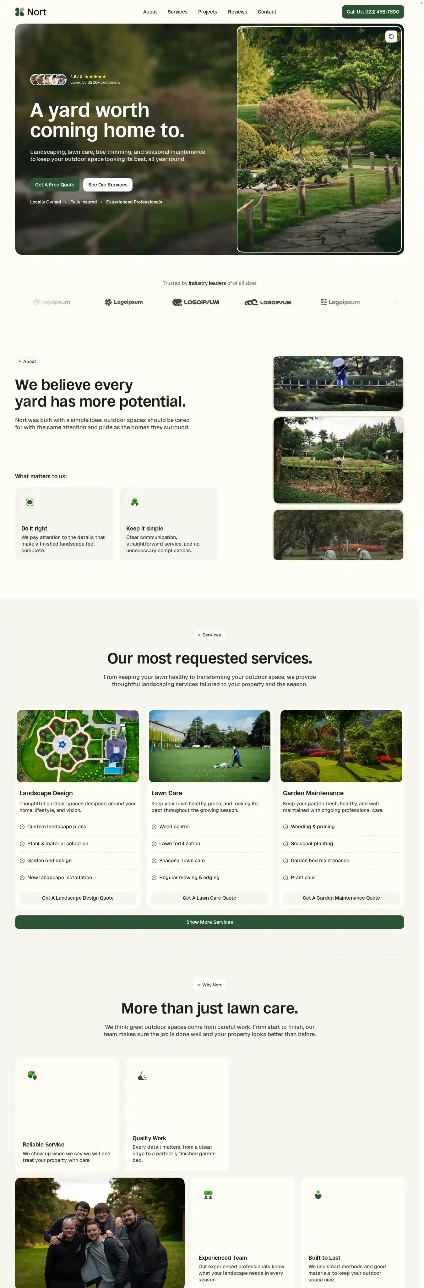 Nort home page on desktop