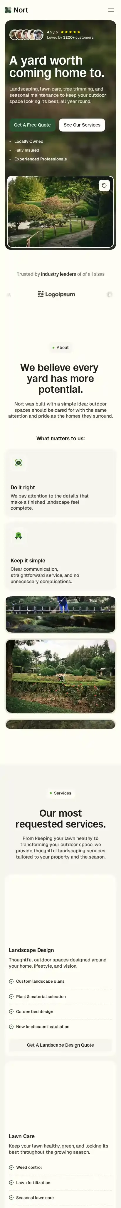 Nort home page on mobile