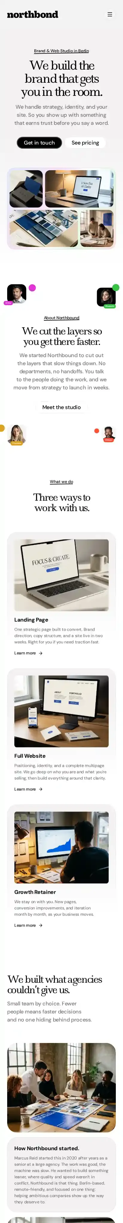 Northbond home page on mobile