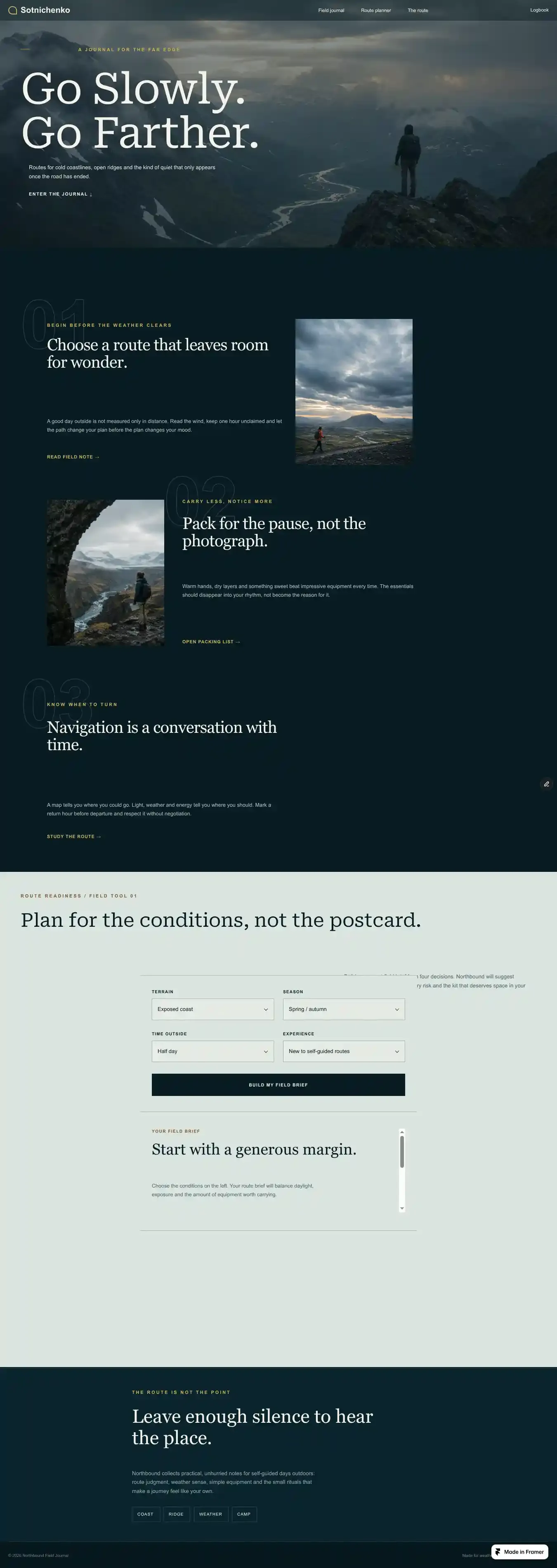 Northbound Journal home page on desktop