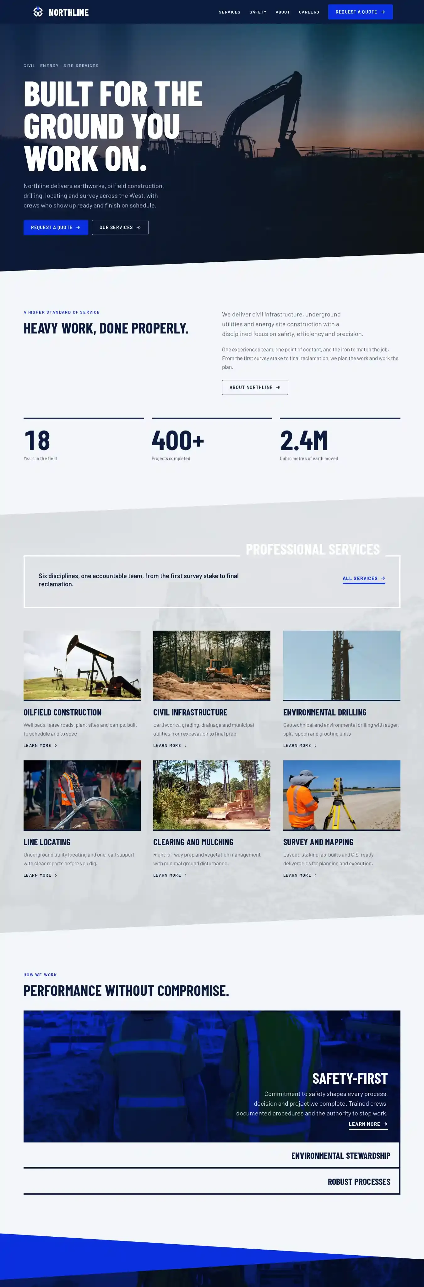 Northline Site home page on desktop