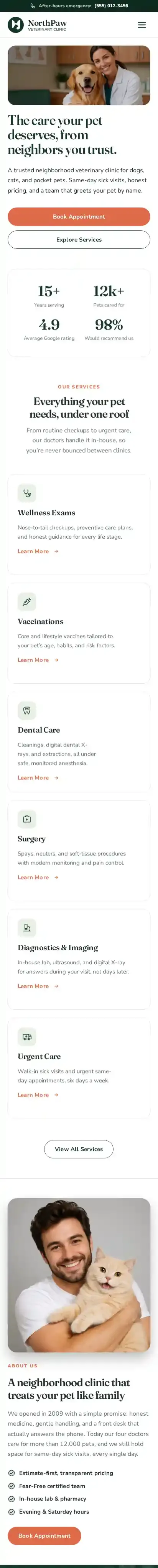 NorthPaw home page on mobile