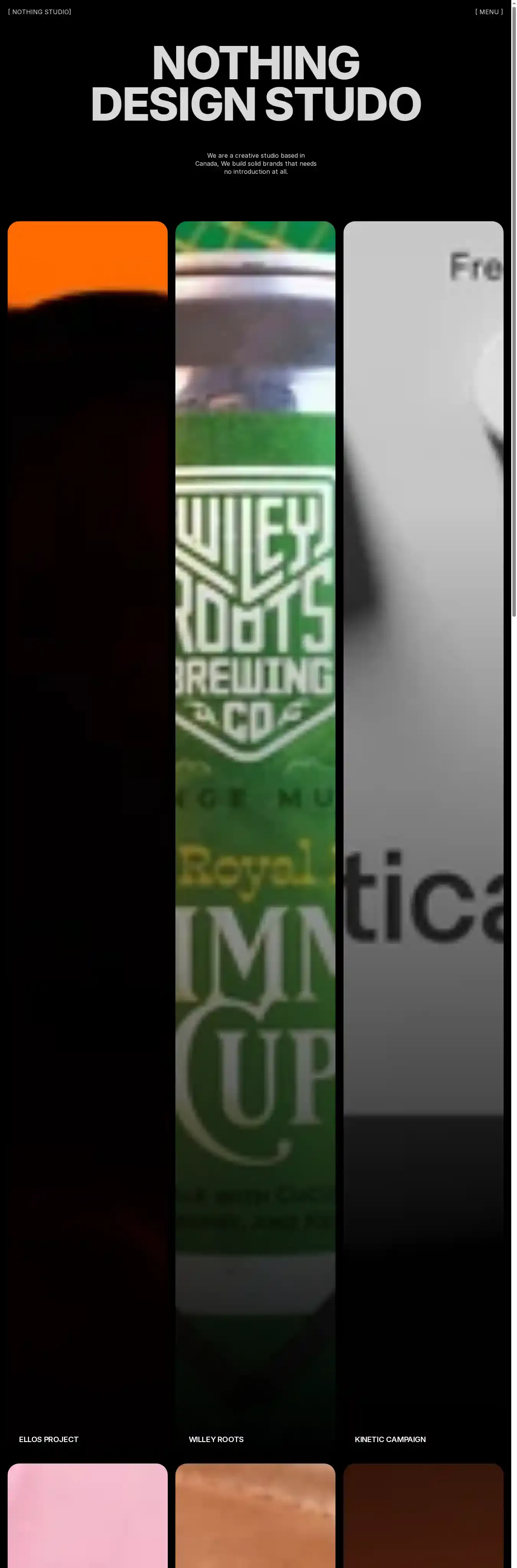 Nothing home page on desktop