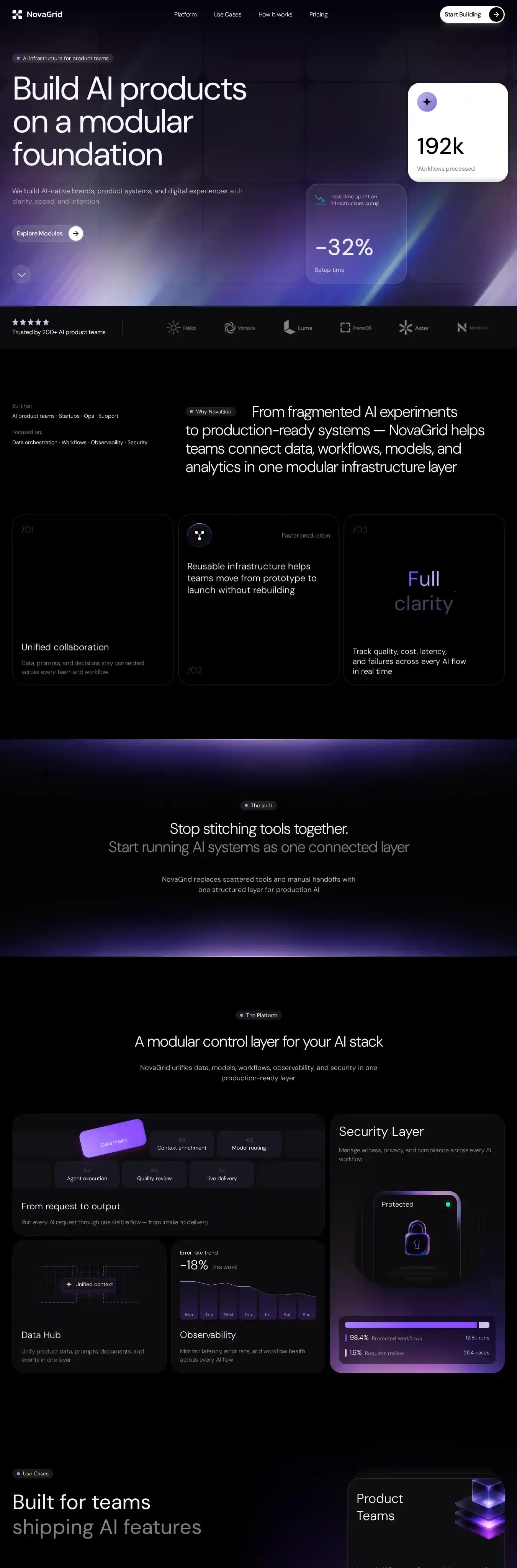 NovaGrid home page on desktop