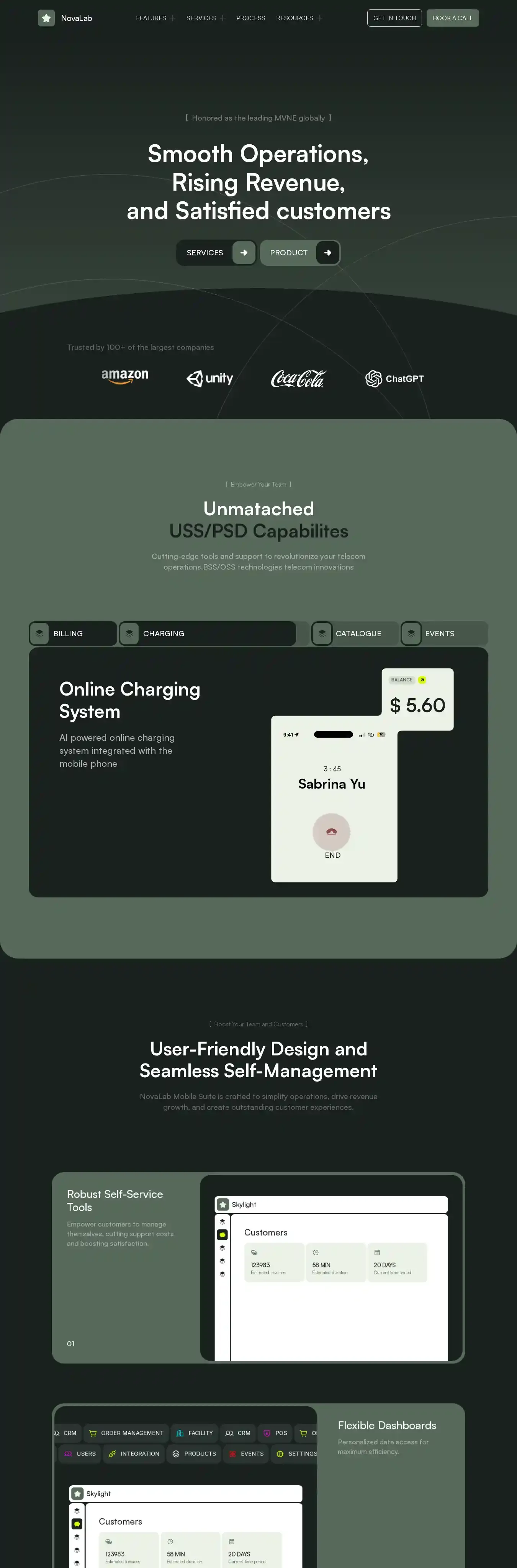 NovaLab 2.0 home page on desktop