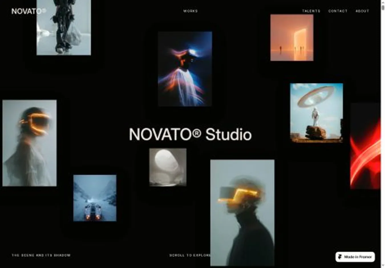 NOVATO® Studio home page on desktop