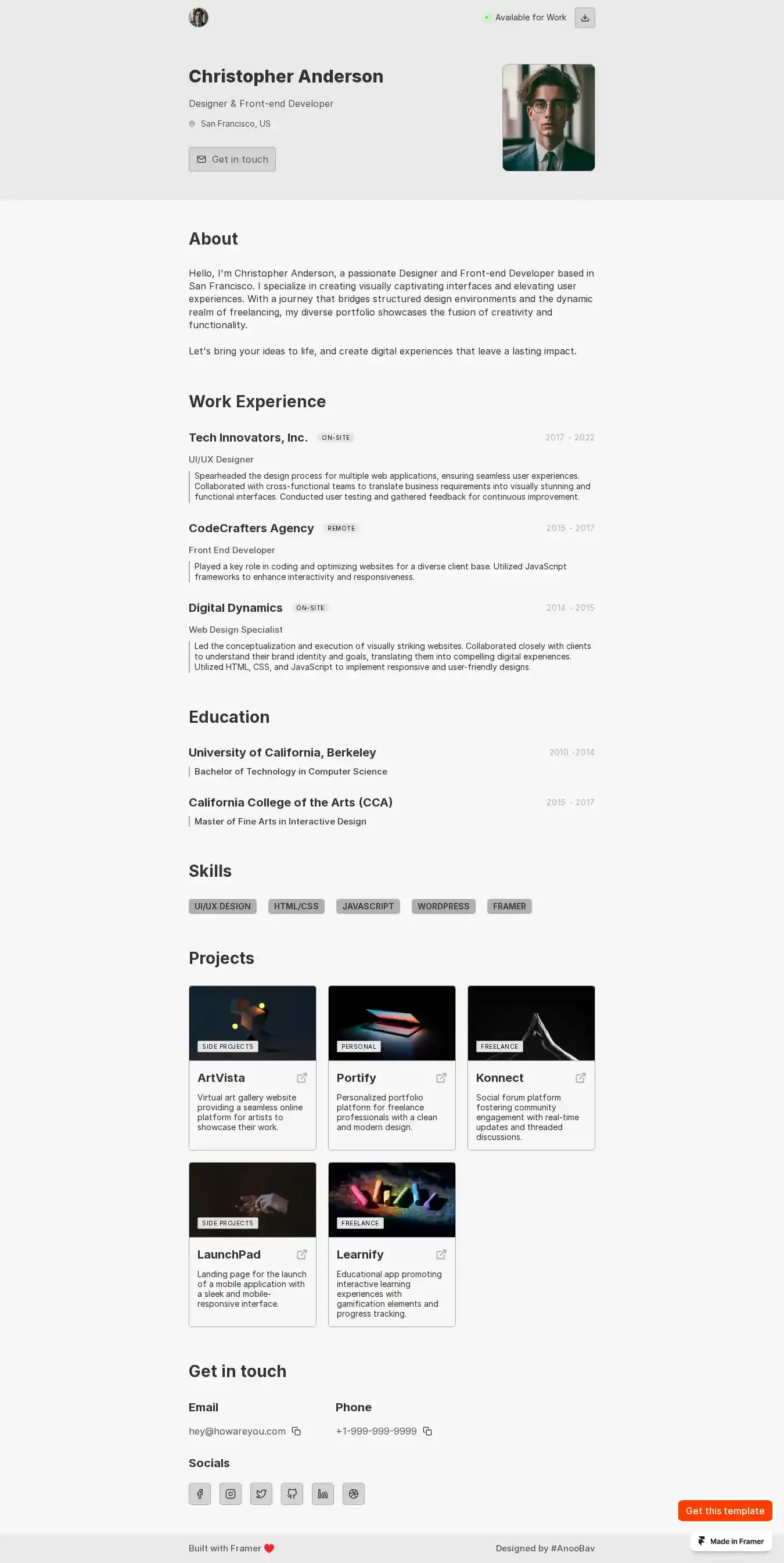 NuanceCV home page on desktop