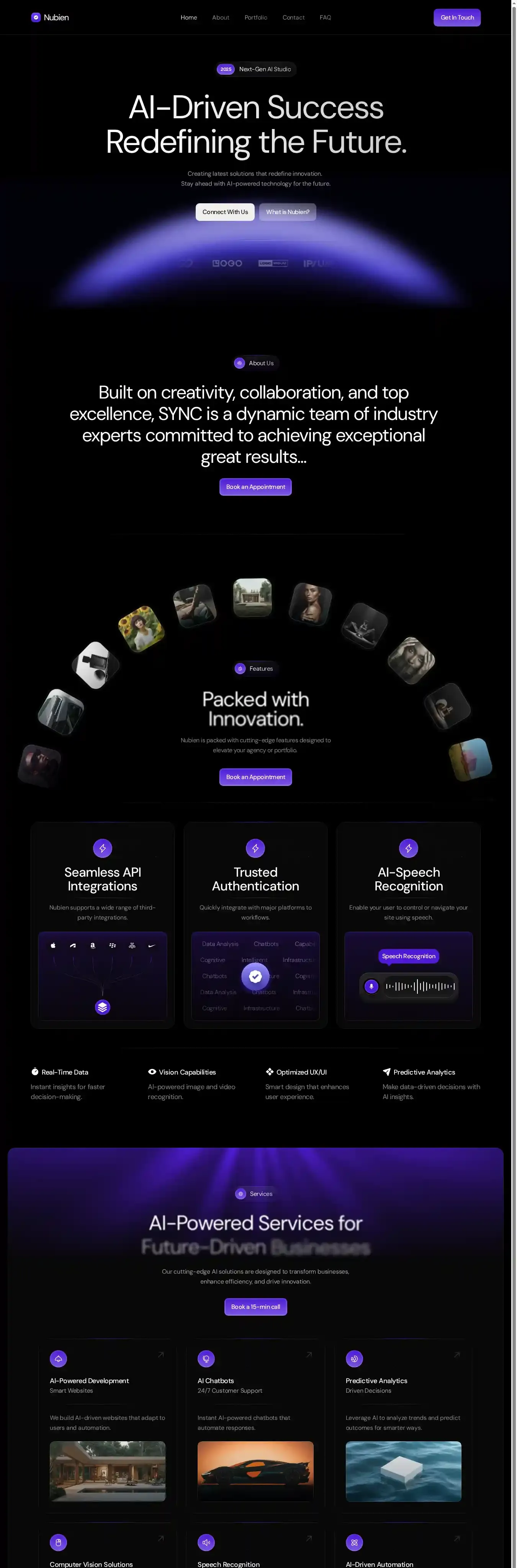 Nubien home page on desktop