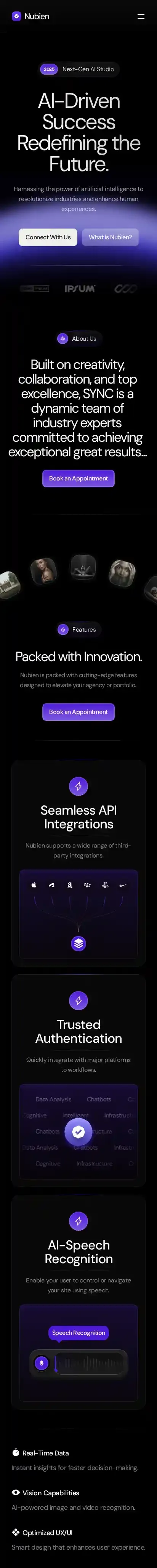 Nubien home page on mobile