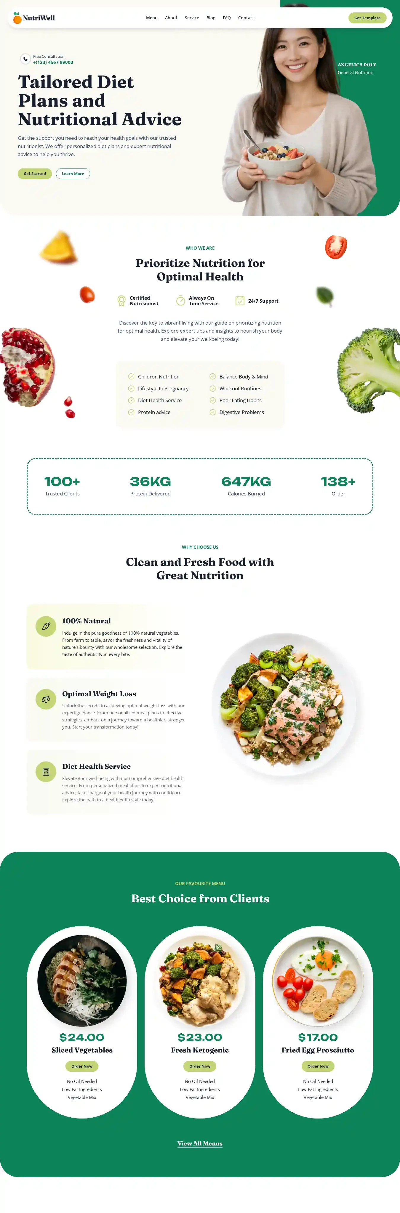 Nutriwell home page on desktop