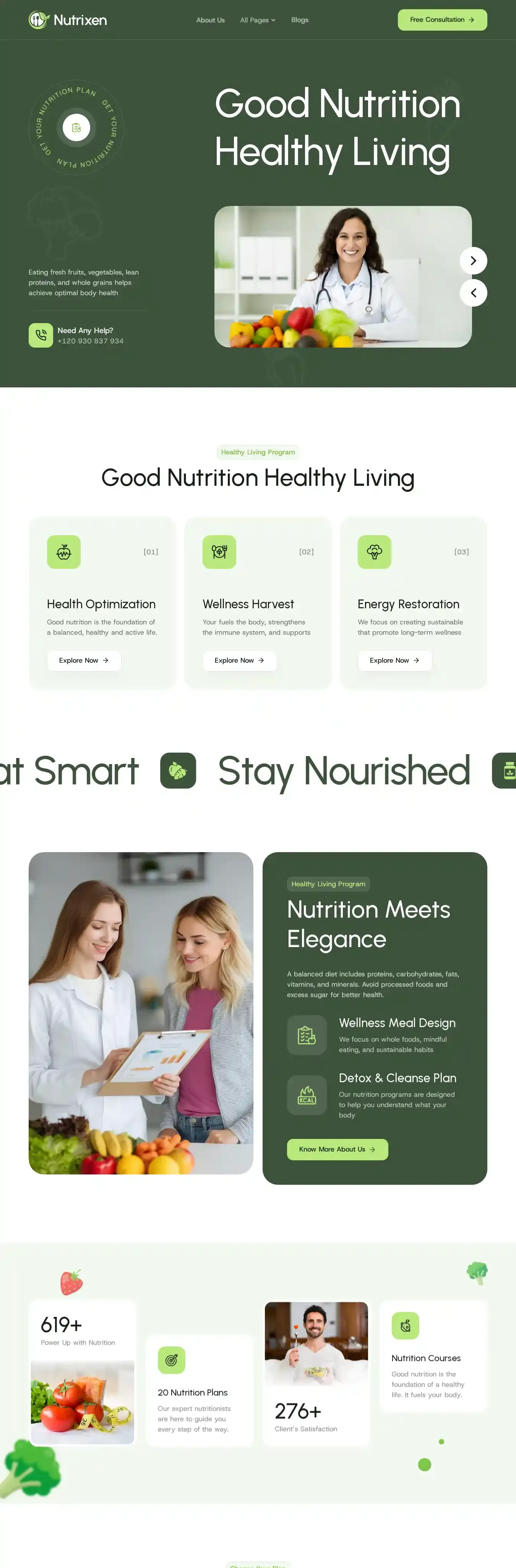 Nutrixen home page on desktop