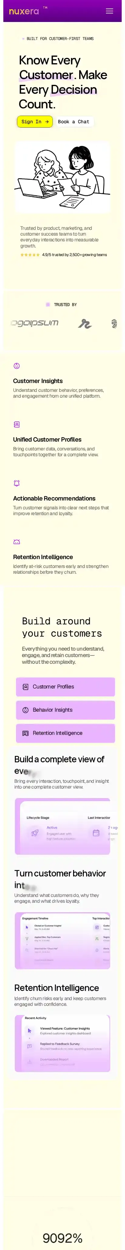 Nuxera home page on mobile