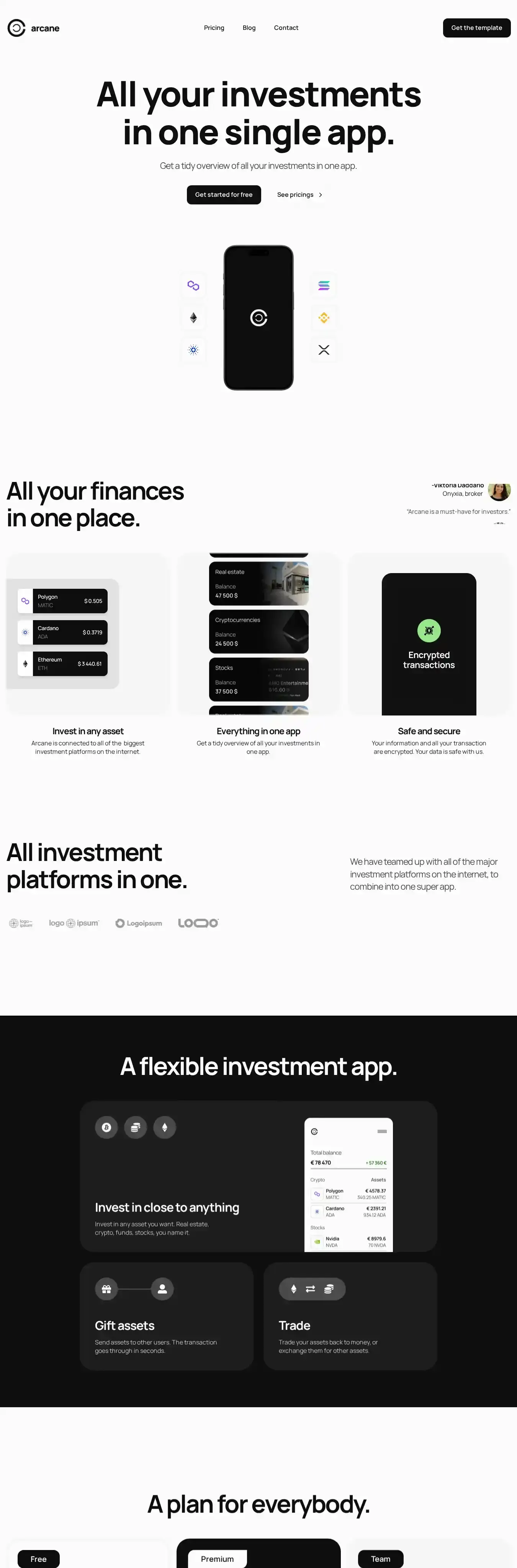 Arcane home page on desktop