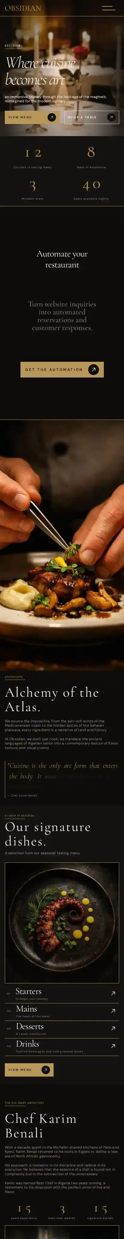 OBSIIDIAN home page on mobile