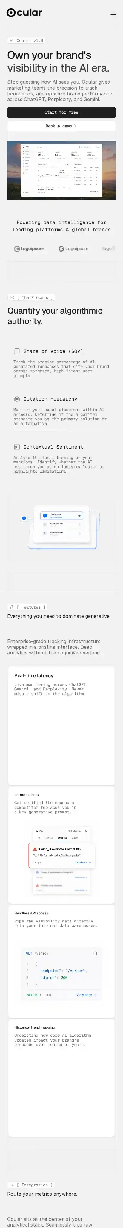 Ocular home page on mobile