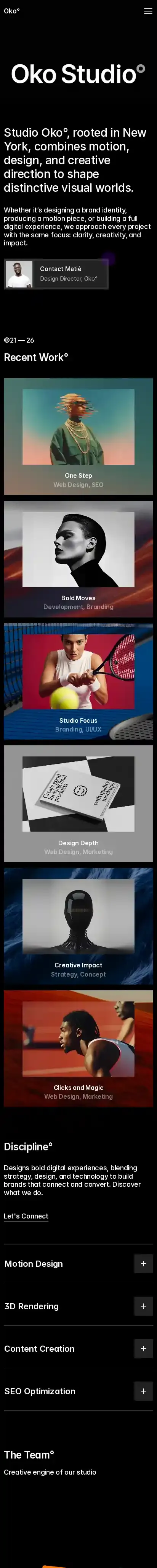 Oko X home page on mobile