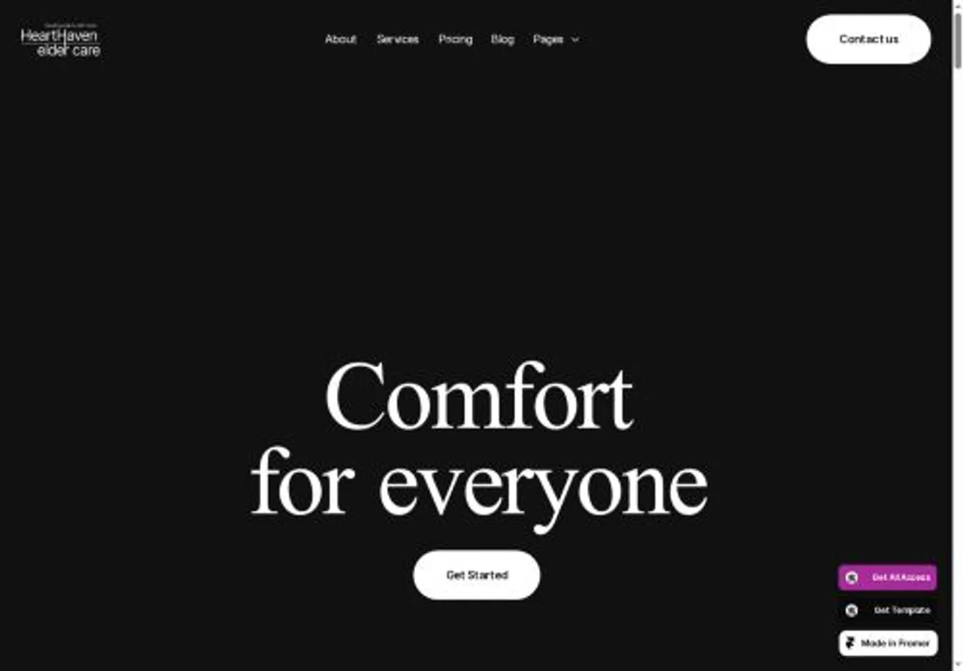 Oldage home page on desktop