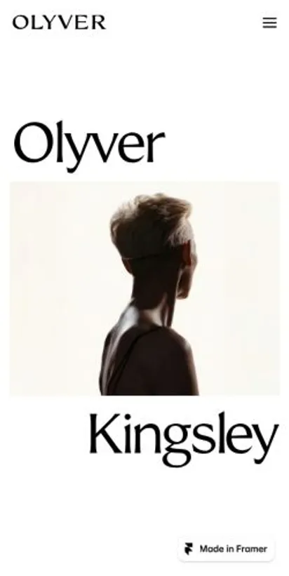 Olyver home page on mobile