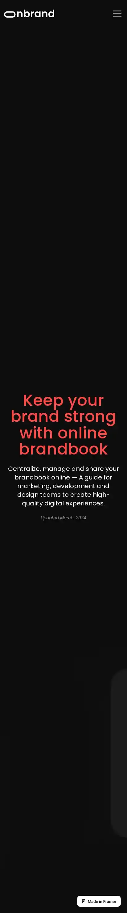 Onbrand home page on mobile