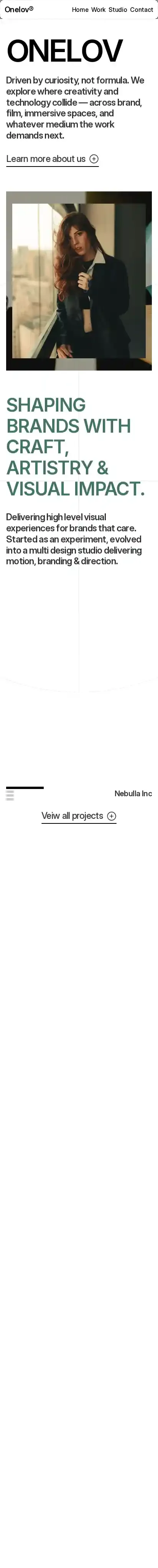 Onelov home page on mobile