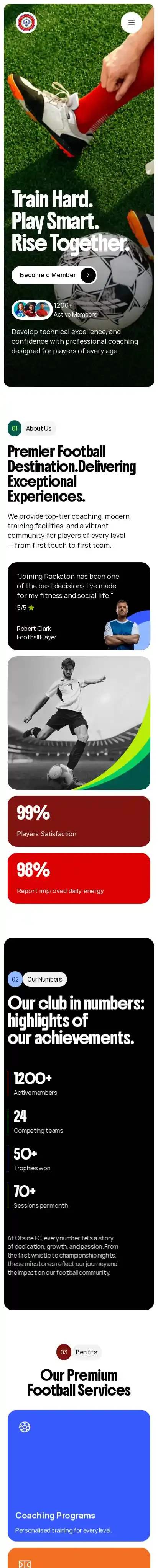 Onside home page on mobile