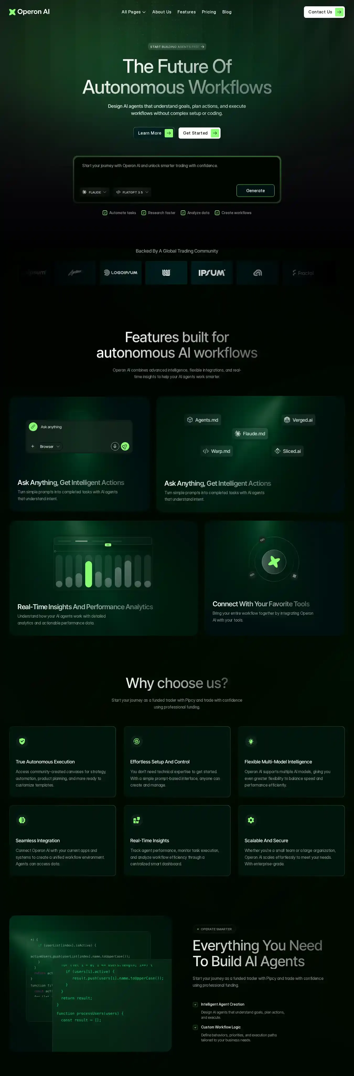 OperonAI home page on desktop