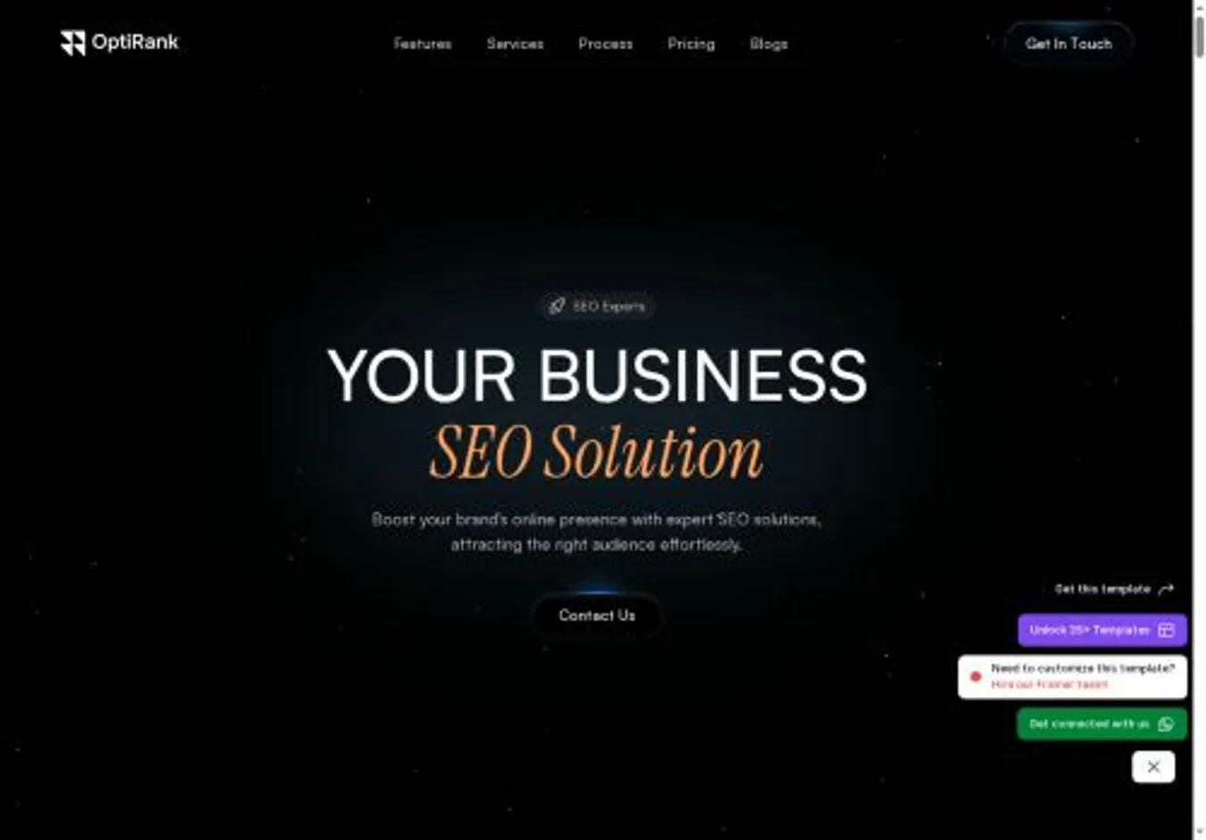 OptiRank home page on desktop
