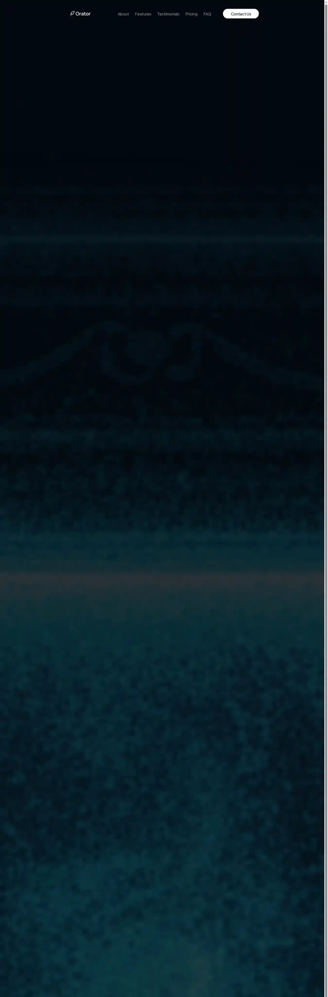 Orator home page on desktop