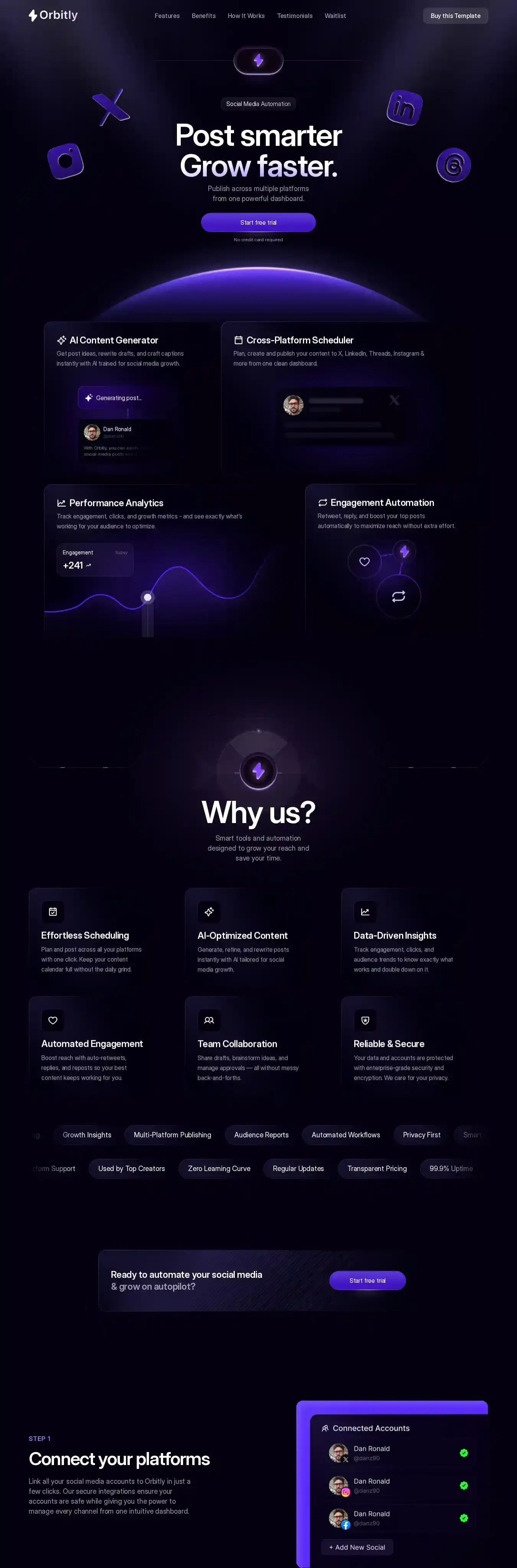 Orbitly home page on desktop
