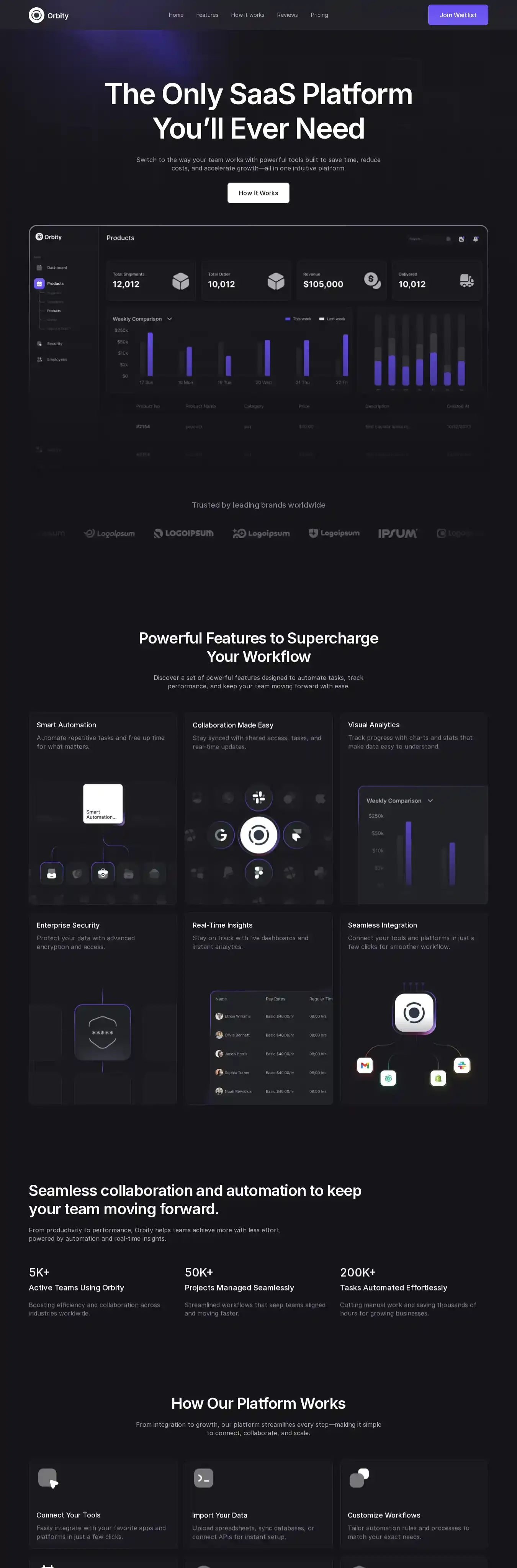 Orbity home page on desktop