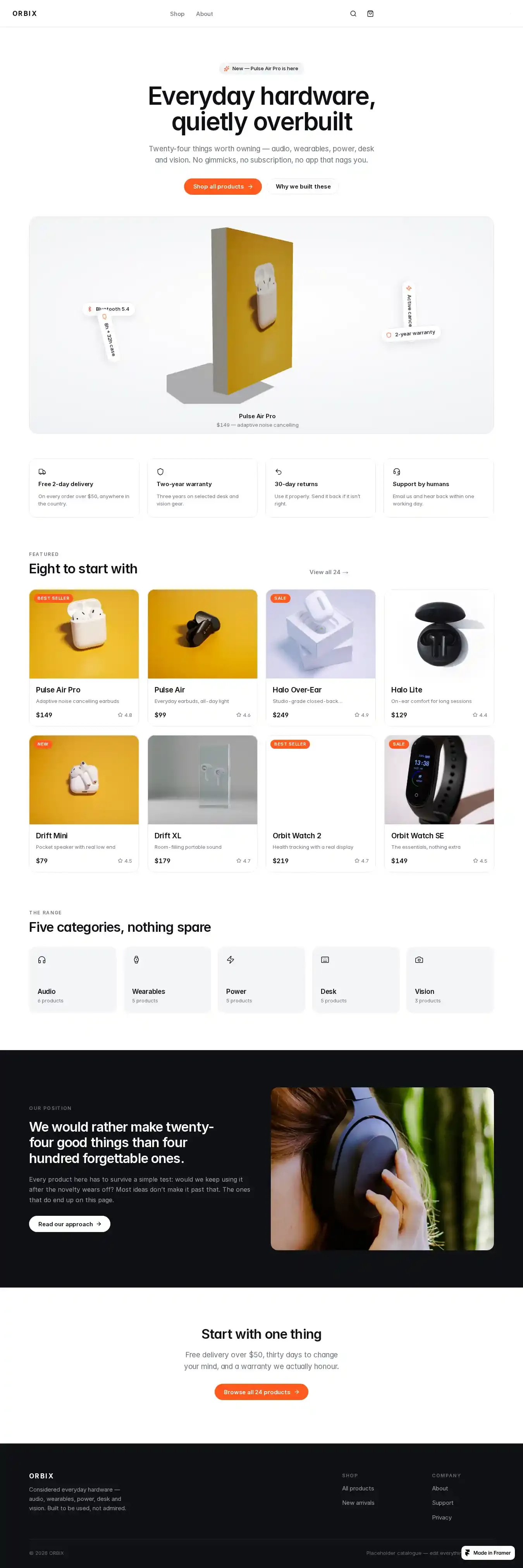 Orbixx home page on desktop