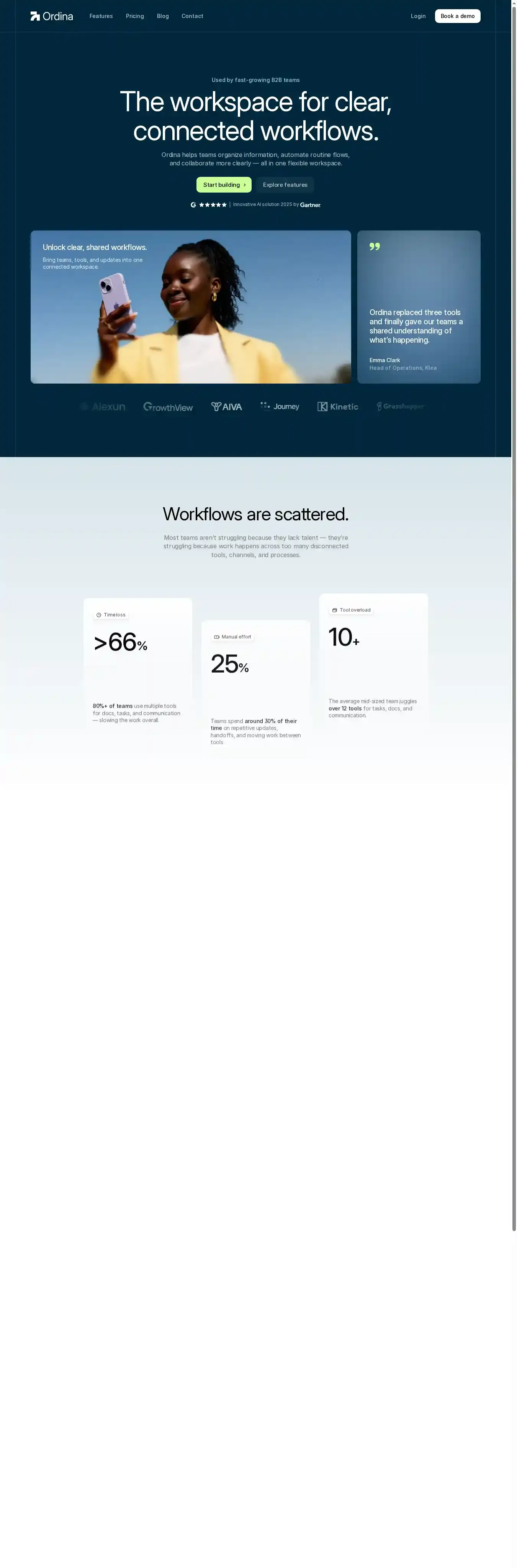 Ordina home page on desktop