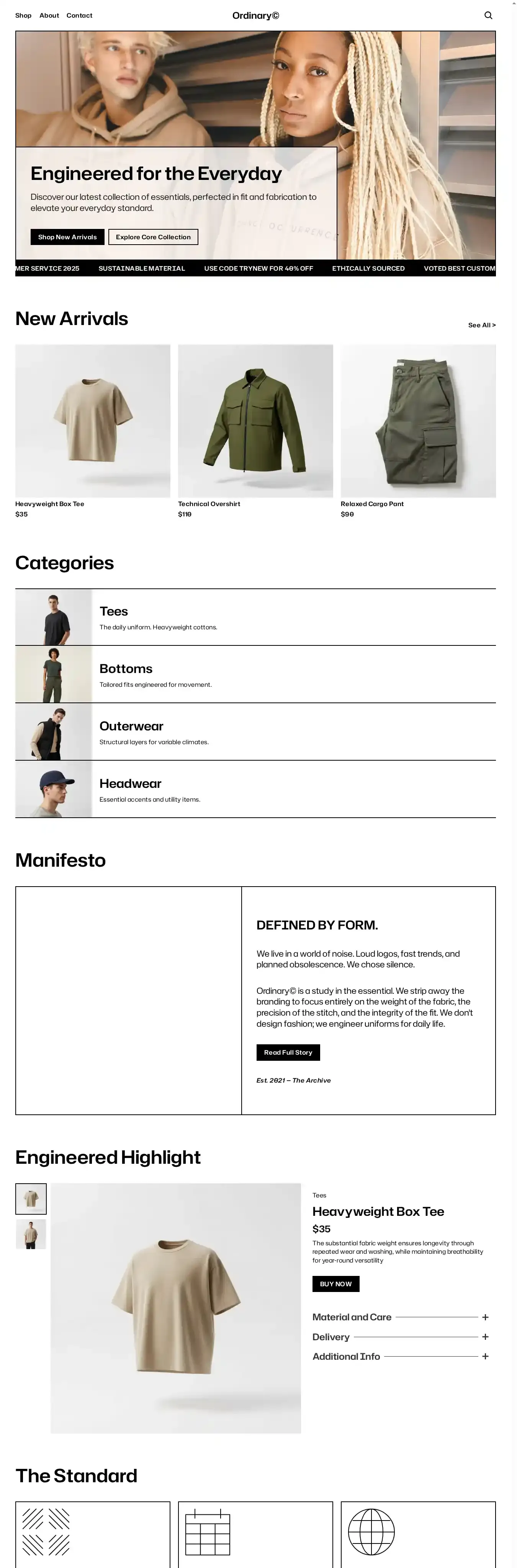 Ordinary home page on desktop