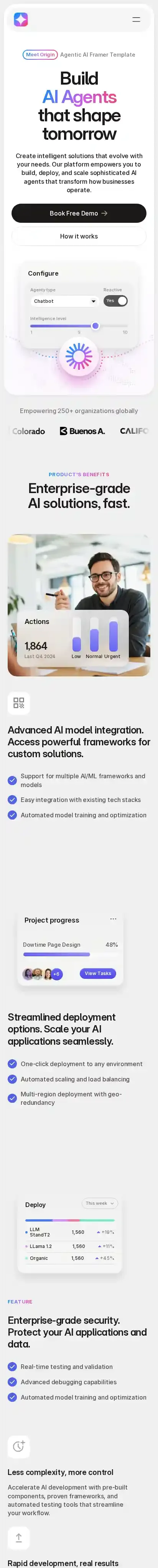 Origin home page on mobile