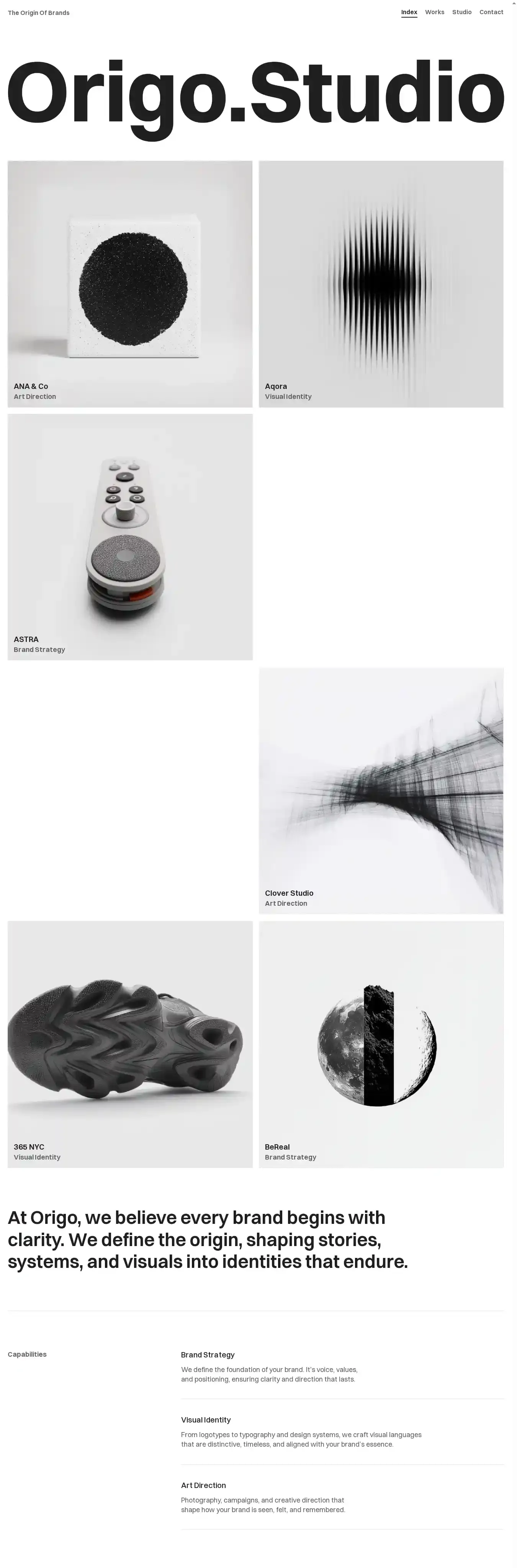 Origo.Studio home page on desktop