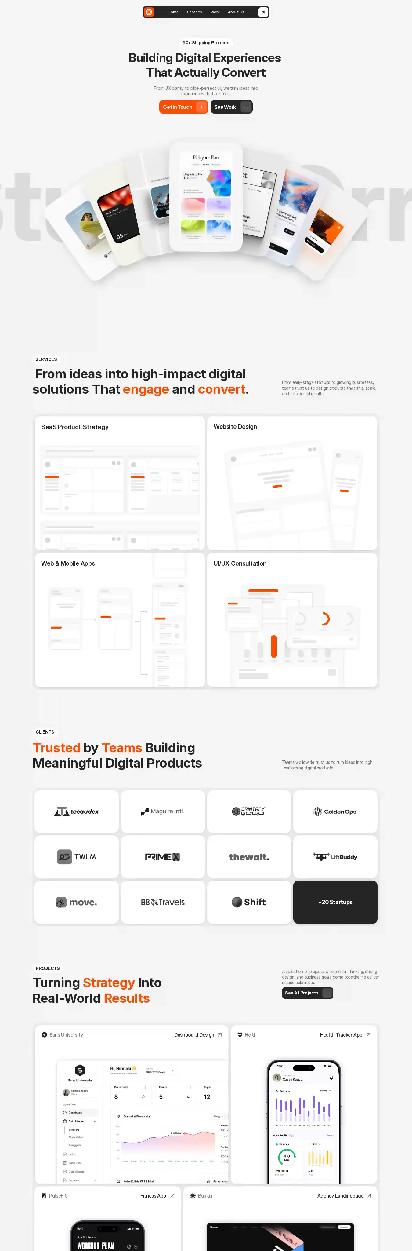 Orris Studio home page on desktop