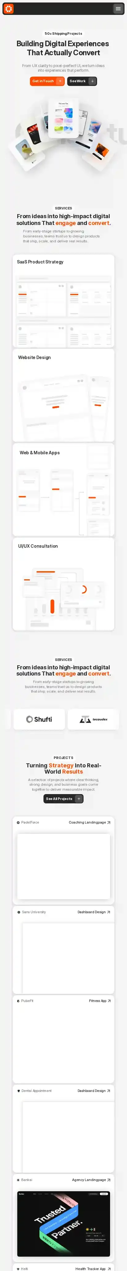 Orris Studio home page on mobile