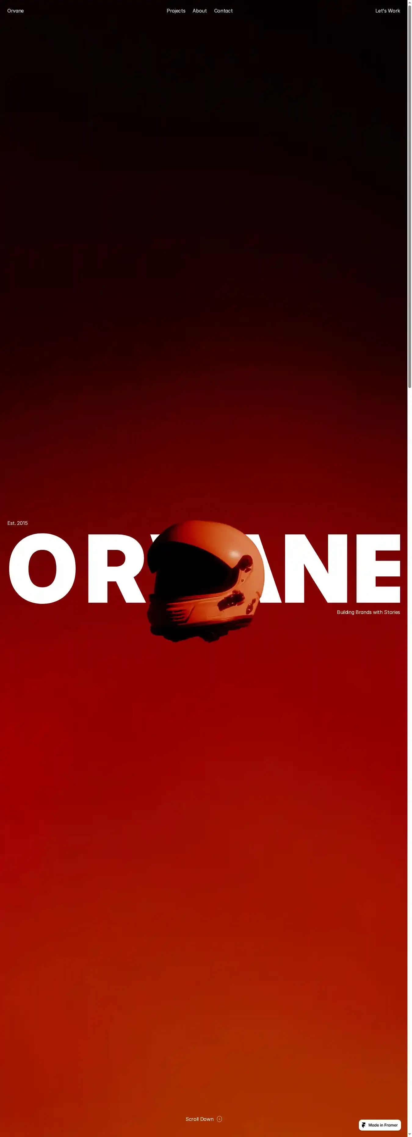 ORVANE home page on desktop