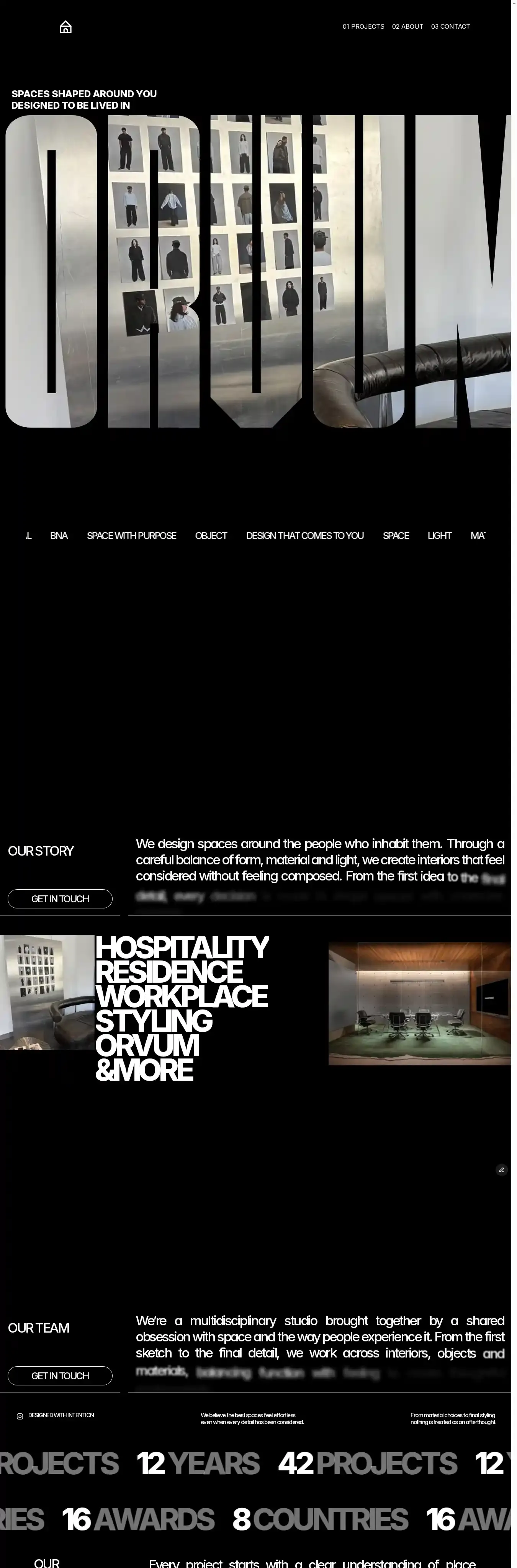 ORVUM home page on desktop