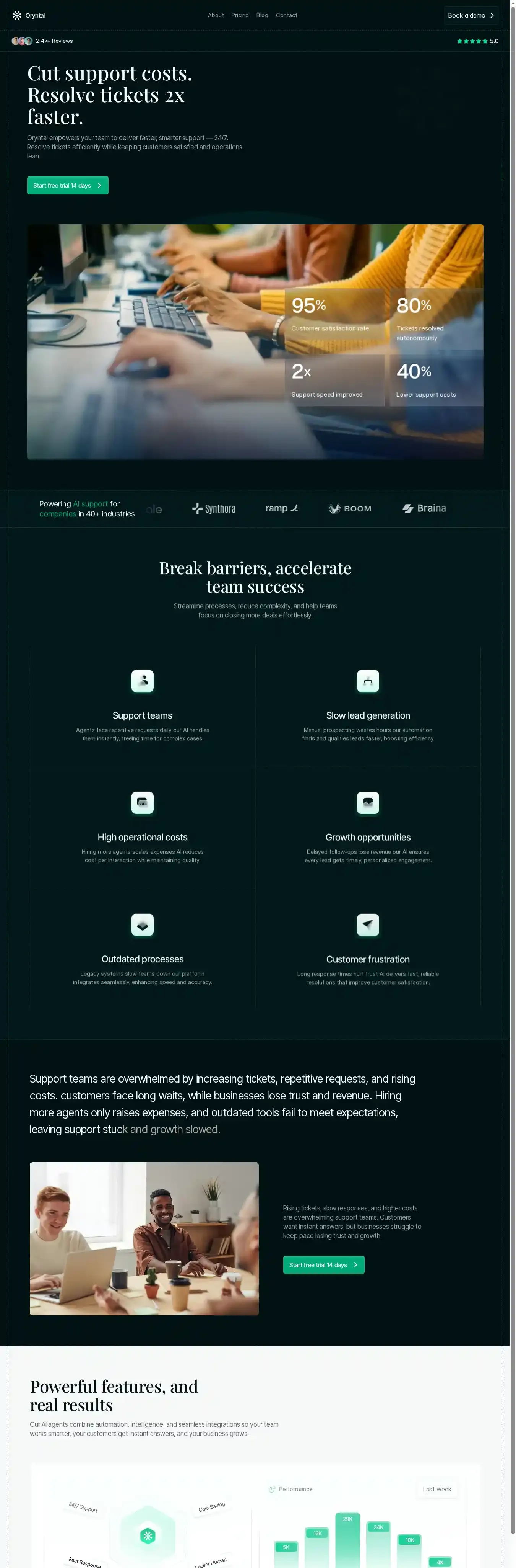 Oryntal home page on desktop