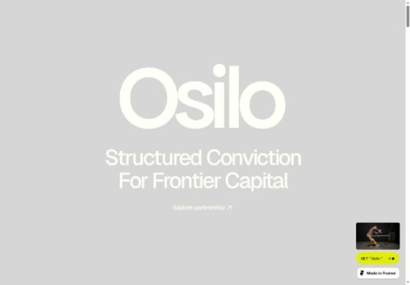 Osilo home page on desktop