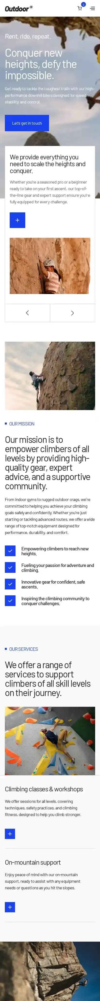 Outdoor home page on mobile