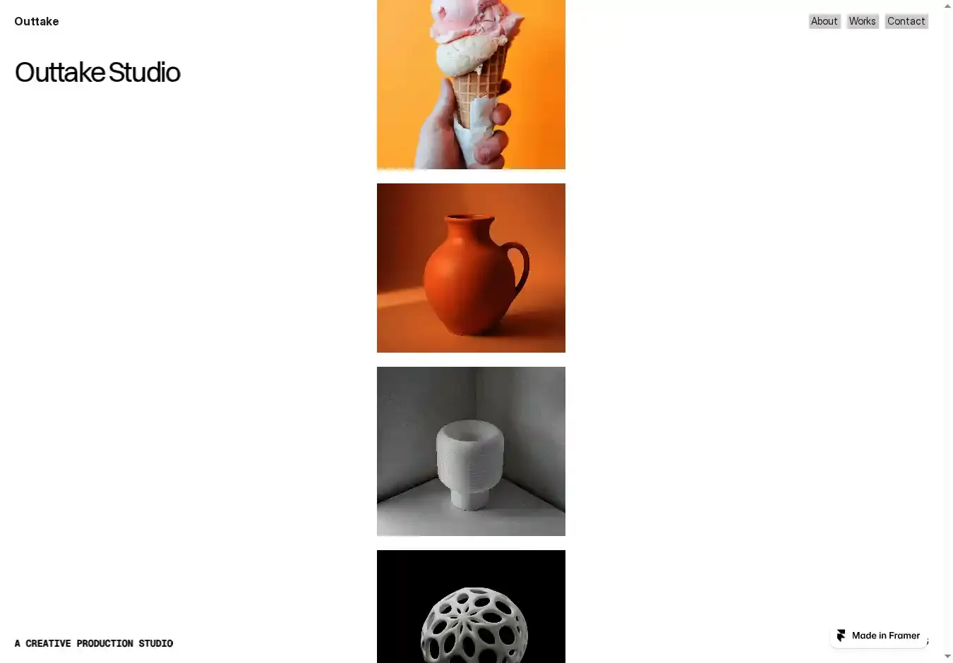 Outtake Studio home page on desktop