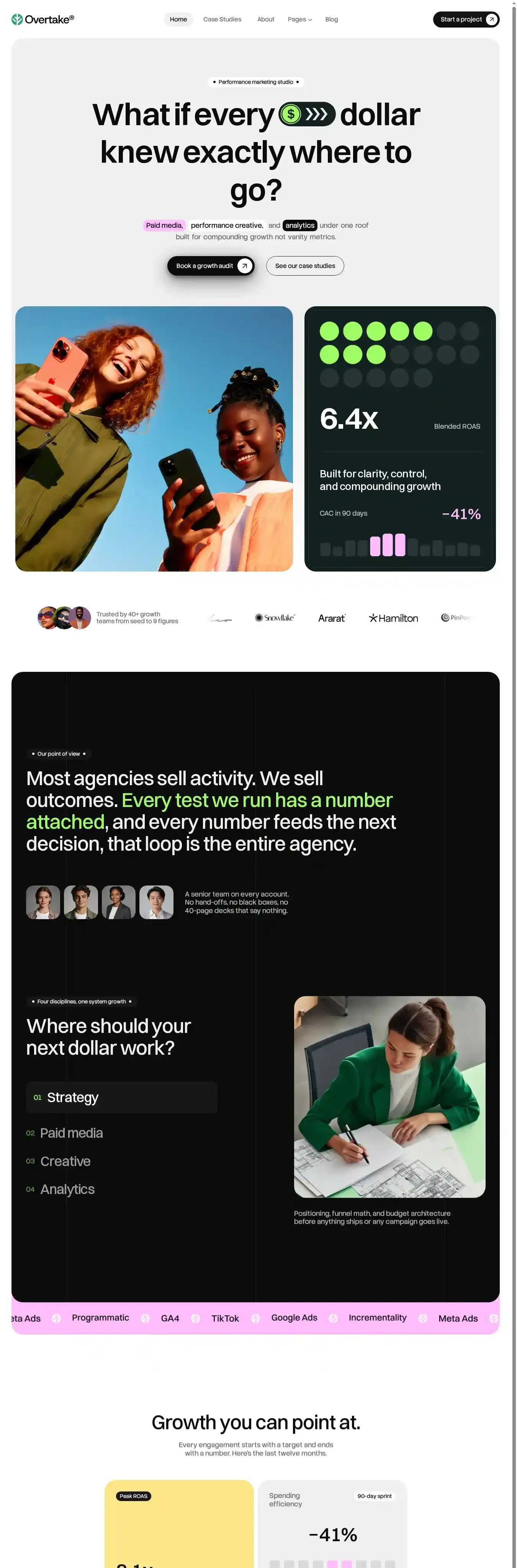 Overtake home page on desktop