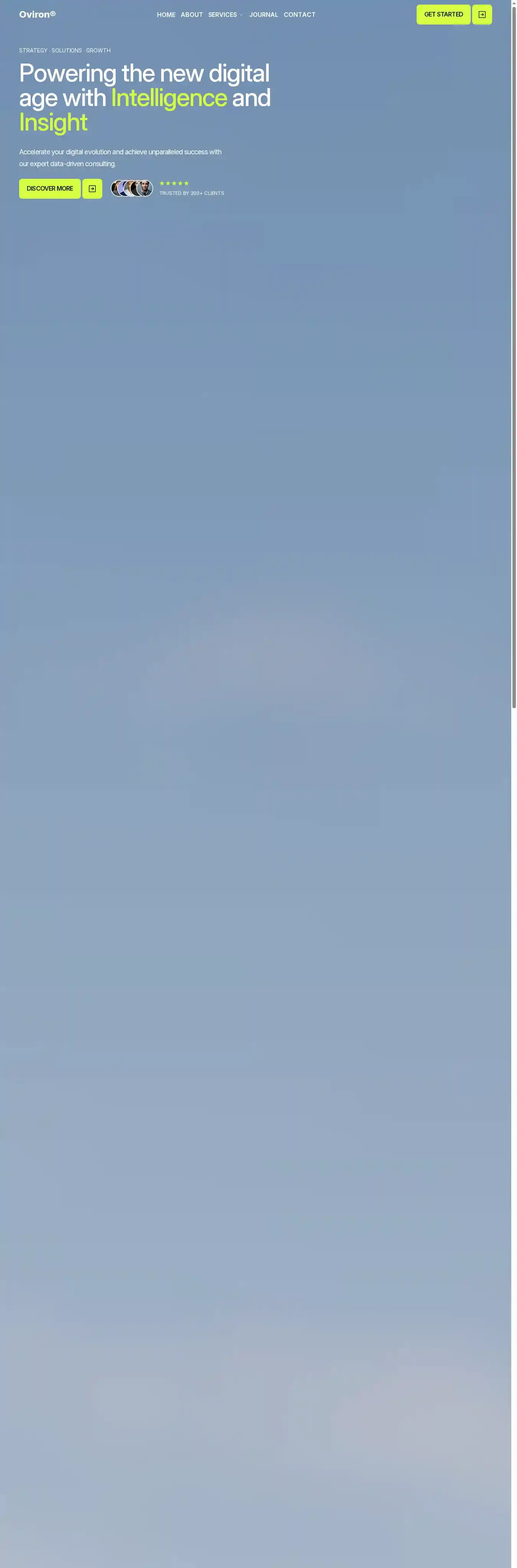 Oviron home page on desktop