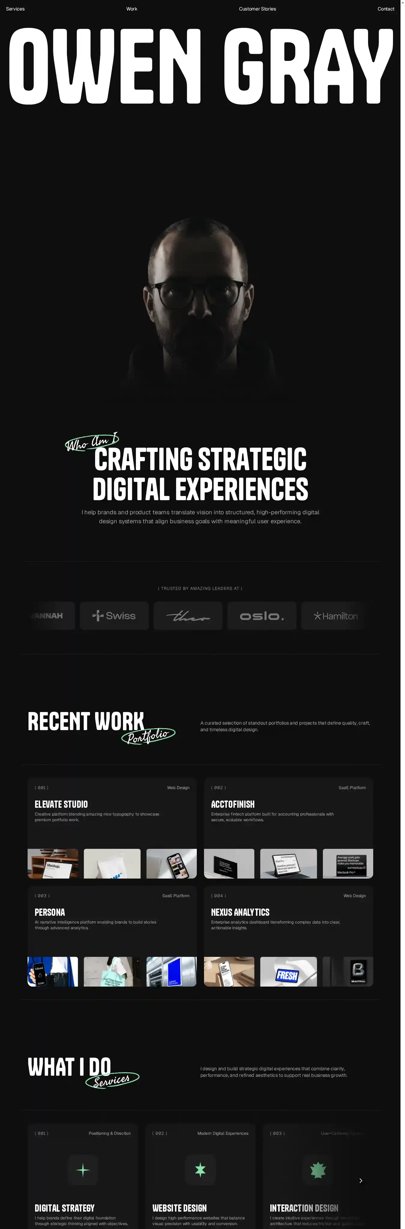 Owen Gray home page on desktop